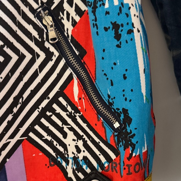 Colorful Abstract Leather Jacket - Picture 4 of 11